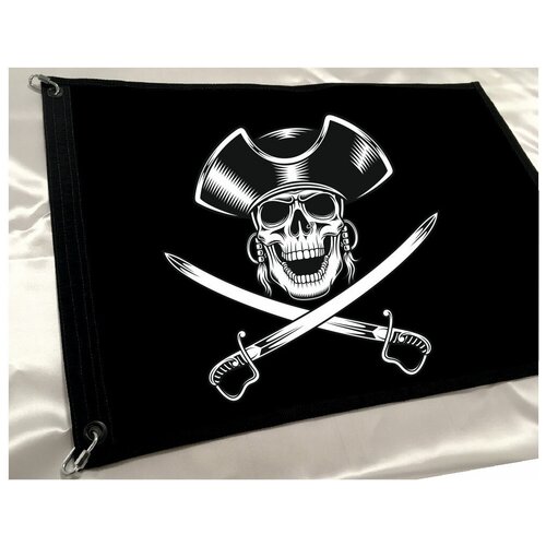 Пиратский двусторонний флаг (40х60 см) с карабинами, усиленные края , тип 4
