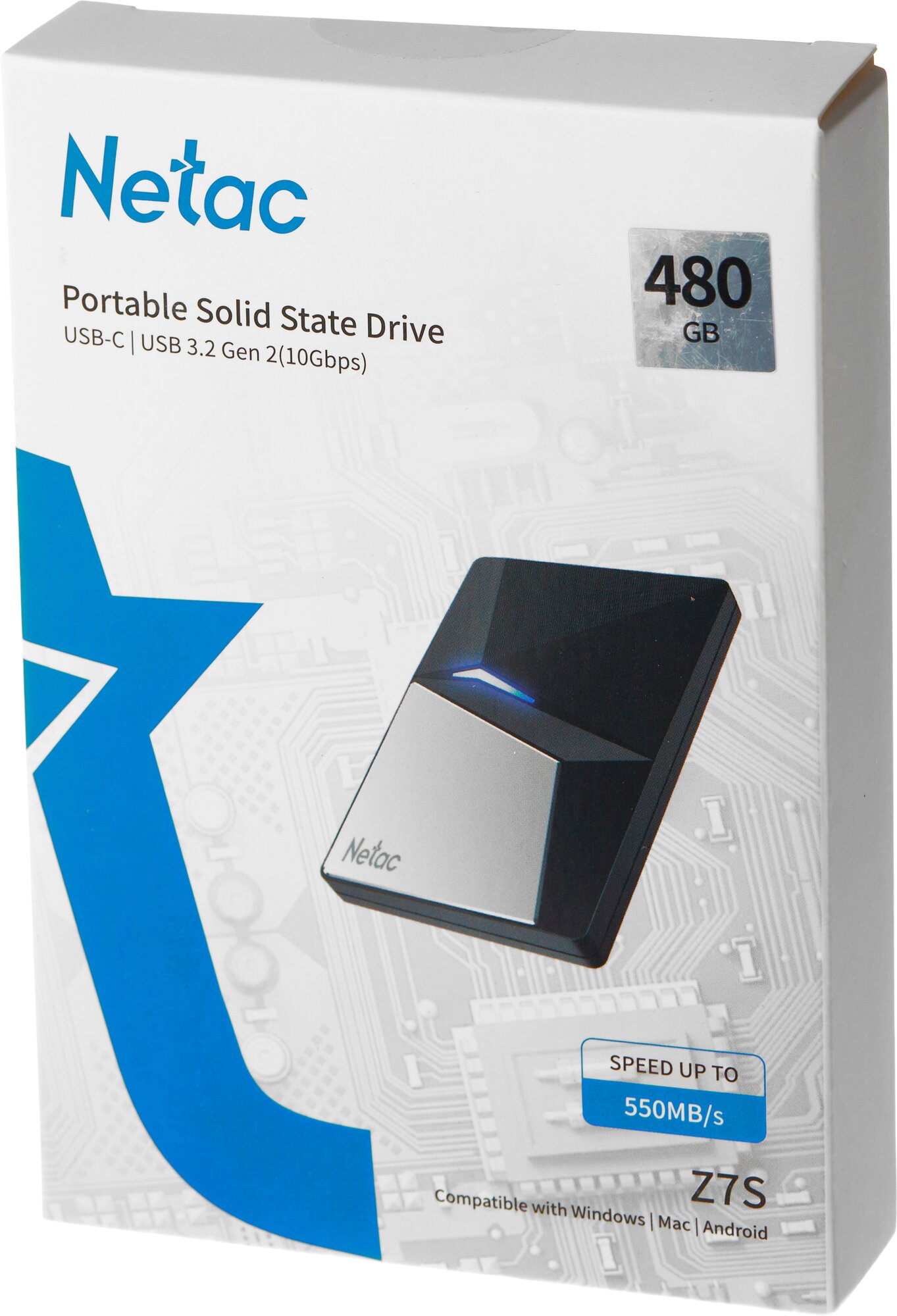 Внешний накопитель NETAC SSD Z7S 480GB USB 3.2 Gen 2 Type-C NT01Z7S-480G-32BK - фотография № 5