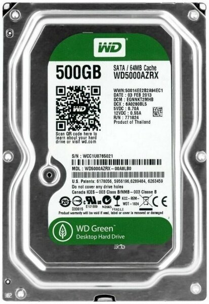 Жесткий диск Western Digital WD5000AZRX 500Gb IntelliPower SATAIII 3.5" HDD