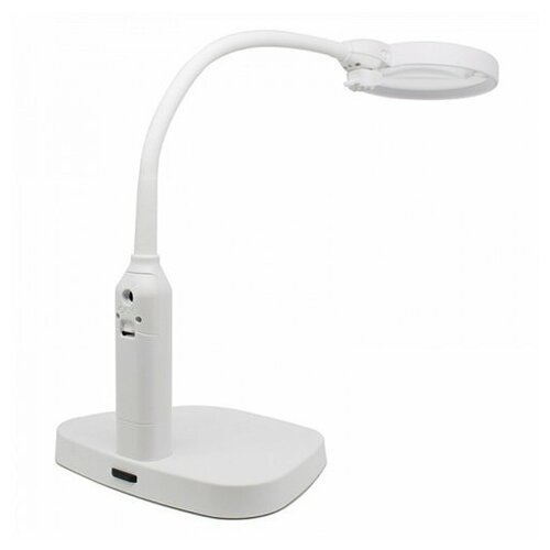 Лупа настольная с подсветкой/ Лупа со струбциной и подставкой/ Лупа 2х/5х / Лампа лупа