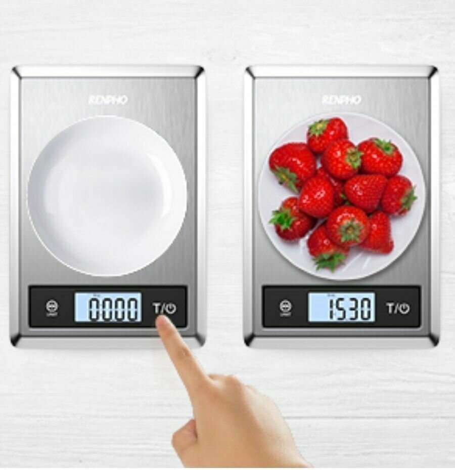 Весы кухонные электронные RENPHO Smart Food Scale 2 ES-SNS01, умные, измерение 23 показателей состава продукта для контроля питания, серебристые - фотография № 13