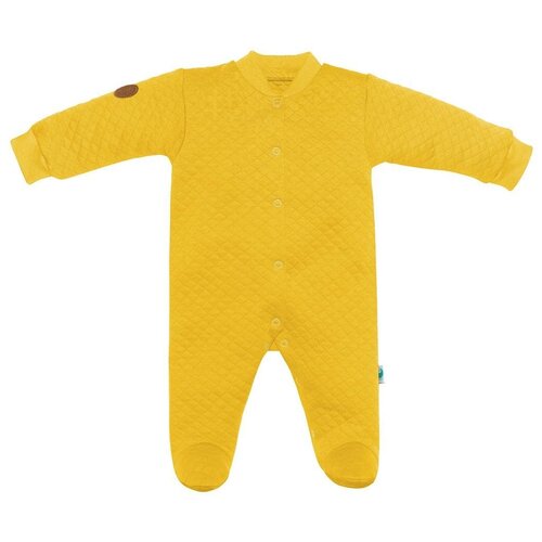 Комбинезон Toucan for Kids детский, на кнопках, застежка для смены подгузника, закрытая стопа, размер 74, желтый