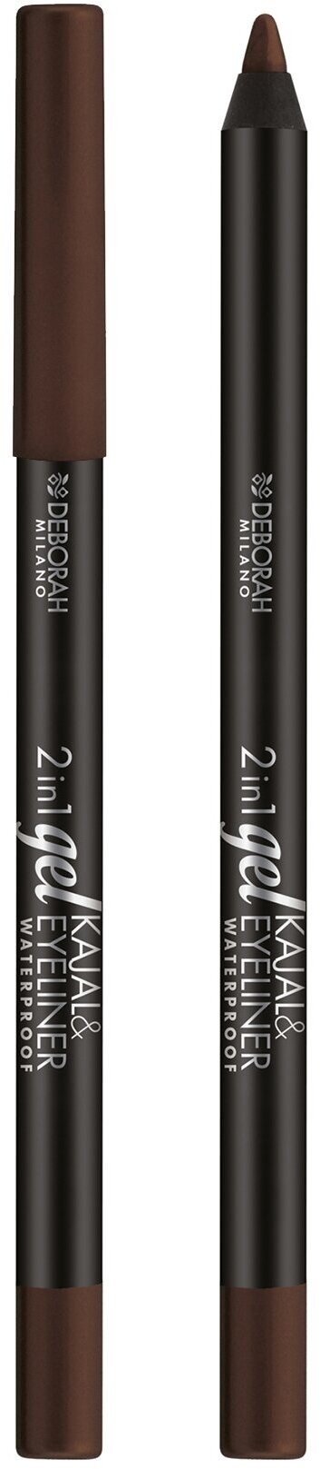 DEBORAH MILANO Карандаш для век гелевый 2 in 1 Gel Kajal & Eyeliner Pencil, 1,4 г, 05 Коричневый