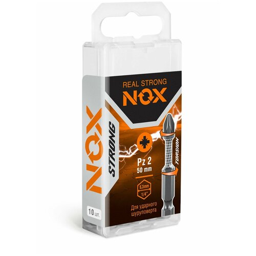 Набор бит Nox, Strong torsion, Pz2, 50 мм, 10 шт набор бит nox strong torsion ph1 50 мм 10 шт