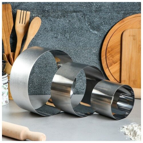 Набор форм для выпечки и выкладки «Круг», d-20, h-8,5 см, 3 шт