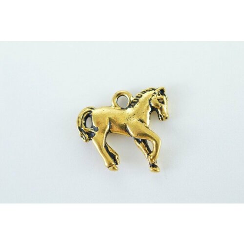 брелок подвеска оранжевая лошадь победы Подвеска TierraCast Лошадь 19х20мм, отверстие 2,5мм, цвет античное золото, 94-2272-26, 1шт
