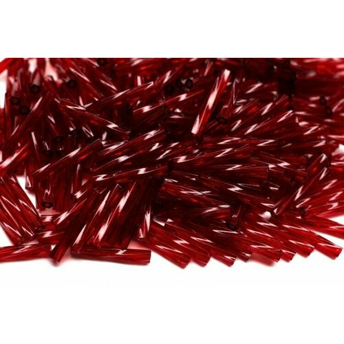 Бисер японский Miyuki Twisted Bugle 12мм #1716 клюква, прозрачный, 1 упаковка (около 13 грамм)