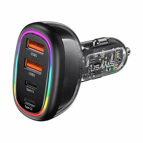 Автомобильное зарядное устройство USAMS C34 120W USB A x2 и Type C x2 с поддержкой быстрой зарядки PD и QC 3.0