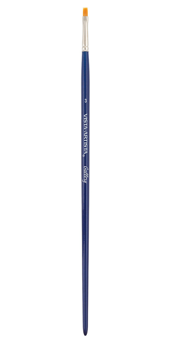 Кисть Kinotti/Vista-Artista синтетика, Gallery, плоская, 1 шт, длинная ручка, № 3 (50112-03)