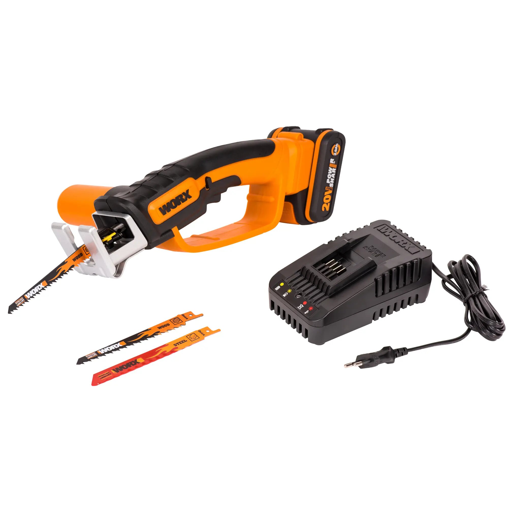 Изображение Пила сабельная аккумуляторная Worx WP892E 20 В, АКБ и ЗУ в комплекте