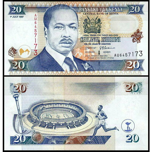 Кения 20 шиллингов 1996-2001 (UNC Pick 35) банкнота кения 50 шиллингов 2019 года unc