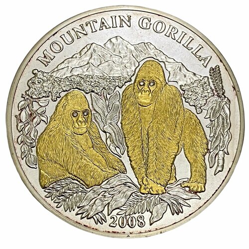 руанда 50 франков francs 2008 животные гориллы Руанда 1000 франков 2008 г. (Дикая природа с бриллиантами - Горная горилла) (2)
