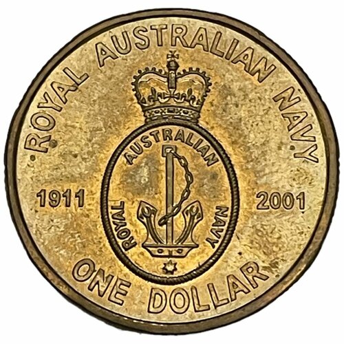 2001 монета австралия 2001 год 1 доллар австралия 100 лет федерации цветная бронза proof Австралия 1 доллар 2001 г. (90 лет королевскому флоту Австралии) (Br)