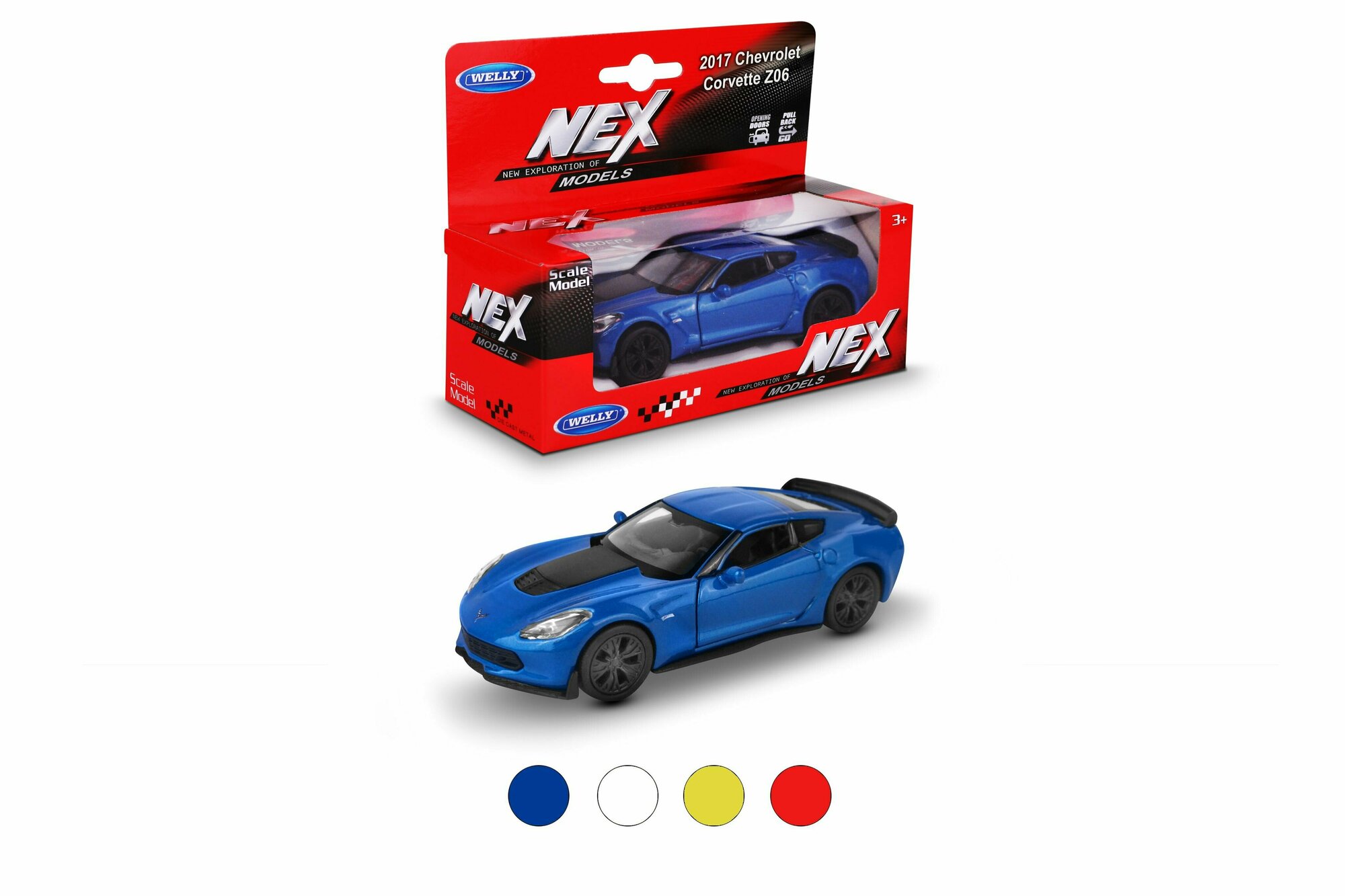 Машинка WELLY 2017 CHEVROLET CORVETTE Z06 / модель машины 1:38 с пружинным механизмом / цвет в ассортименте