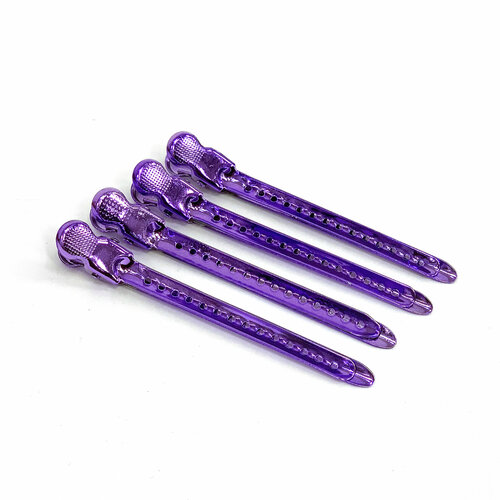 Зажим металлический Gera Professional, G-1 цвет фиолетовый, 9,5 см, 4 шт/уп gera professional зажим металлический цвет фиолетовый 4 штук в упаковке