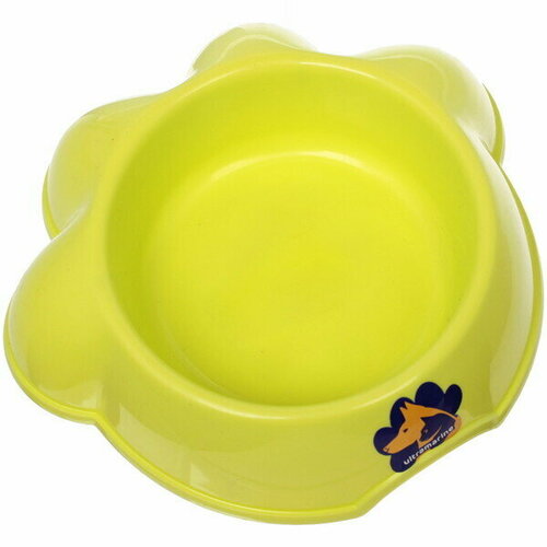 миска для животных пластиковая миска для кошек и собак зеленый Миска пластиковая «Мр. Лапкин», цвет лимонный, 16*5см /300мл