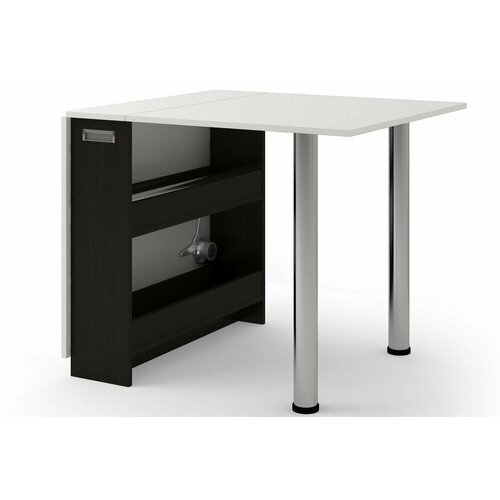 Стол-книжка №4 обеденный, венге цаво/белый гладкий