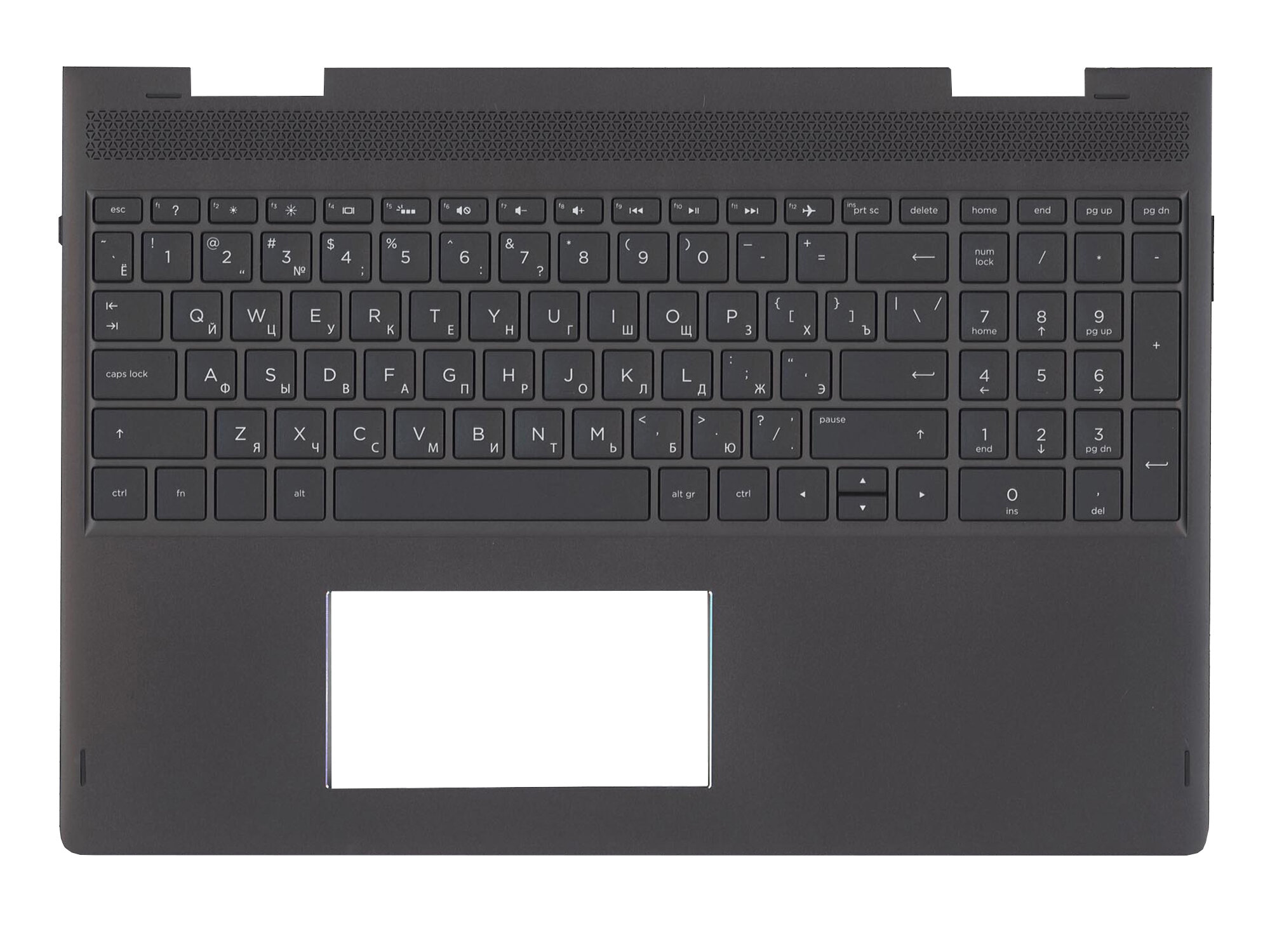 Клавиатура (топ-панель) для ноутбука HP Envy x360 15-BQ черная с черным топкейсом