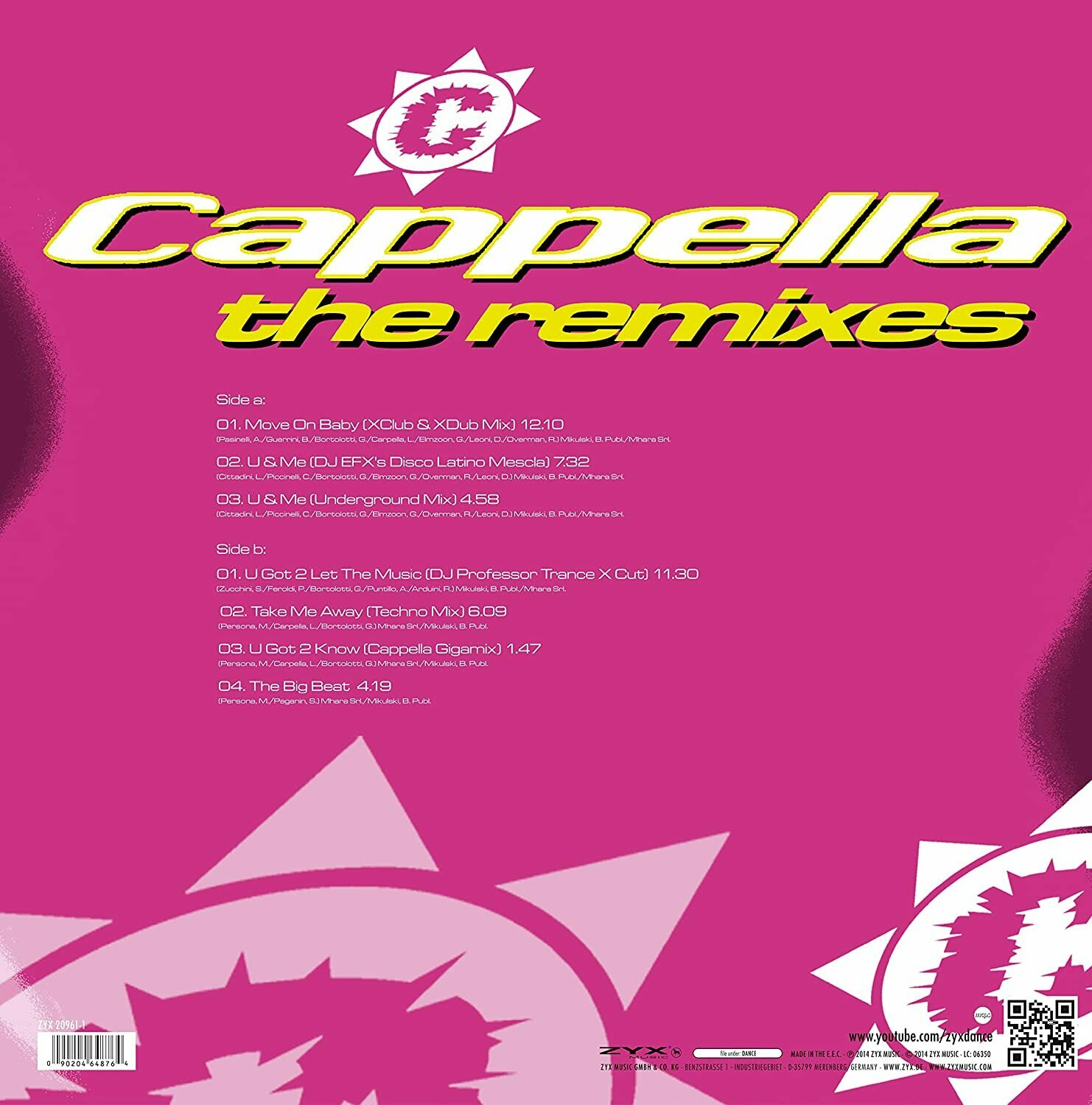 Cappella "Виниловая пластинка Cappella Remixes" Мистерия звука - фото №2