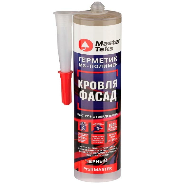 фото Герметик MASTERTEKS MS-полимер для кровли и фасада Черный 280 мл