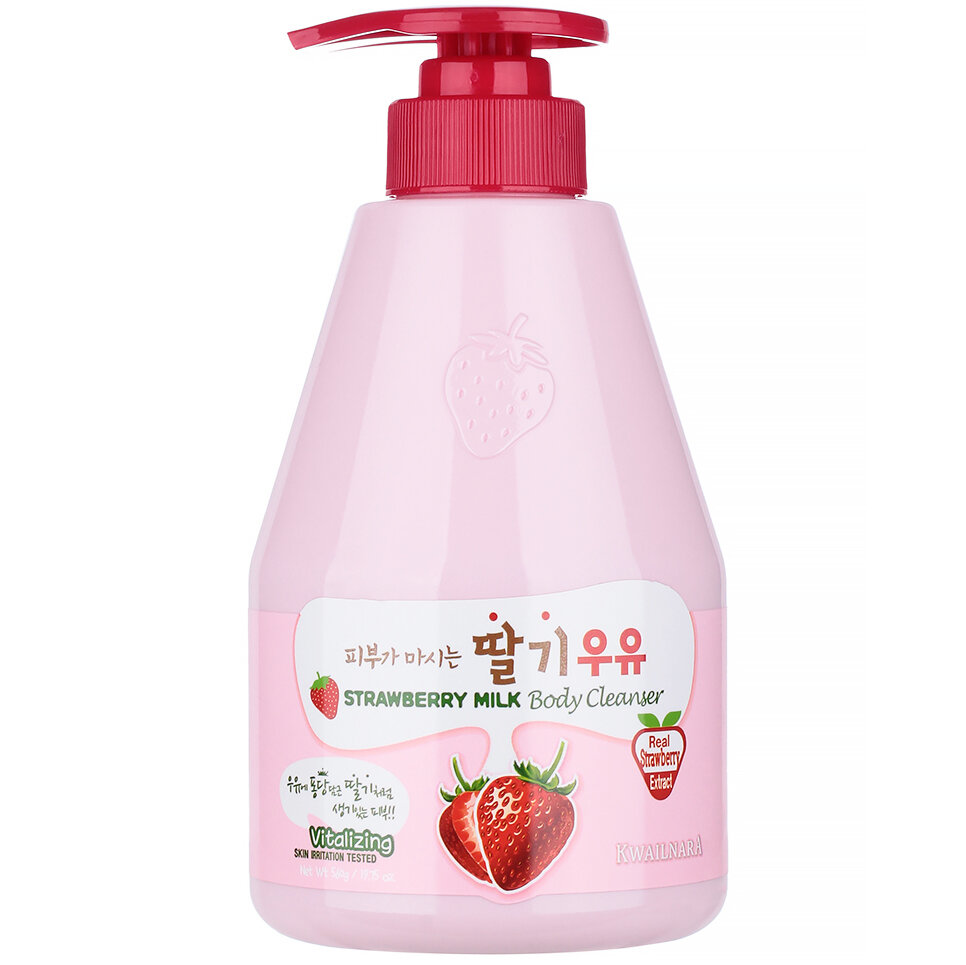 Гель для душа с экстрактом клубники Welcos Kwailnara Strawberry Milk Body Cleanser, 560 г