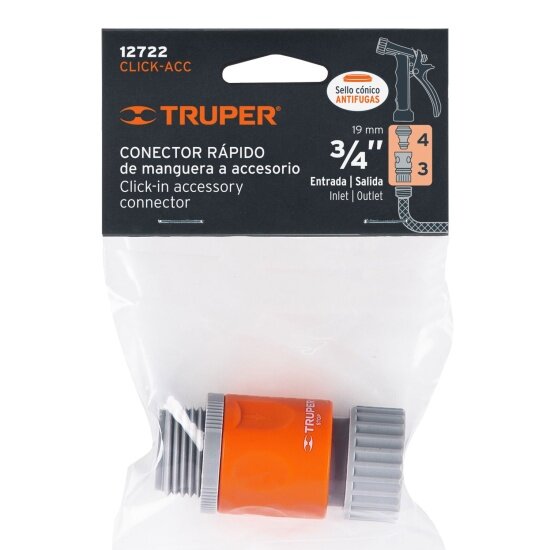 Коннектор для шланга Truper быстрозащелкивающийся CLICK-ACC 12722