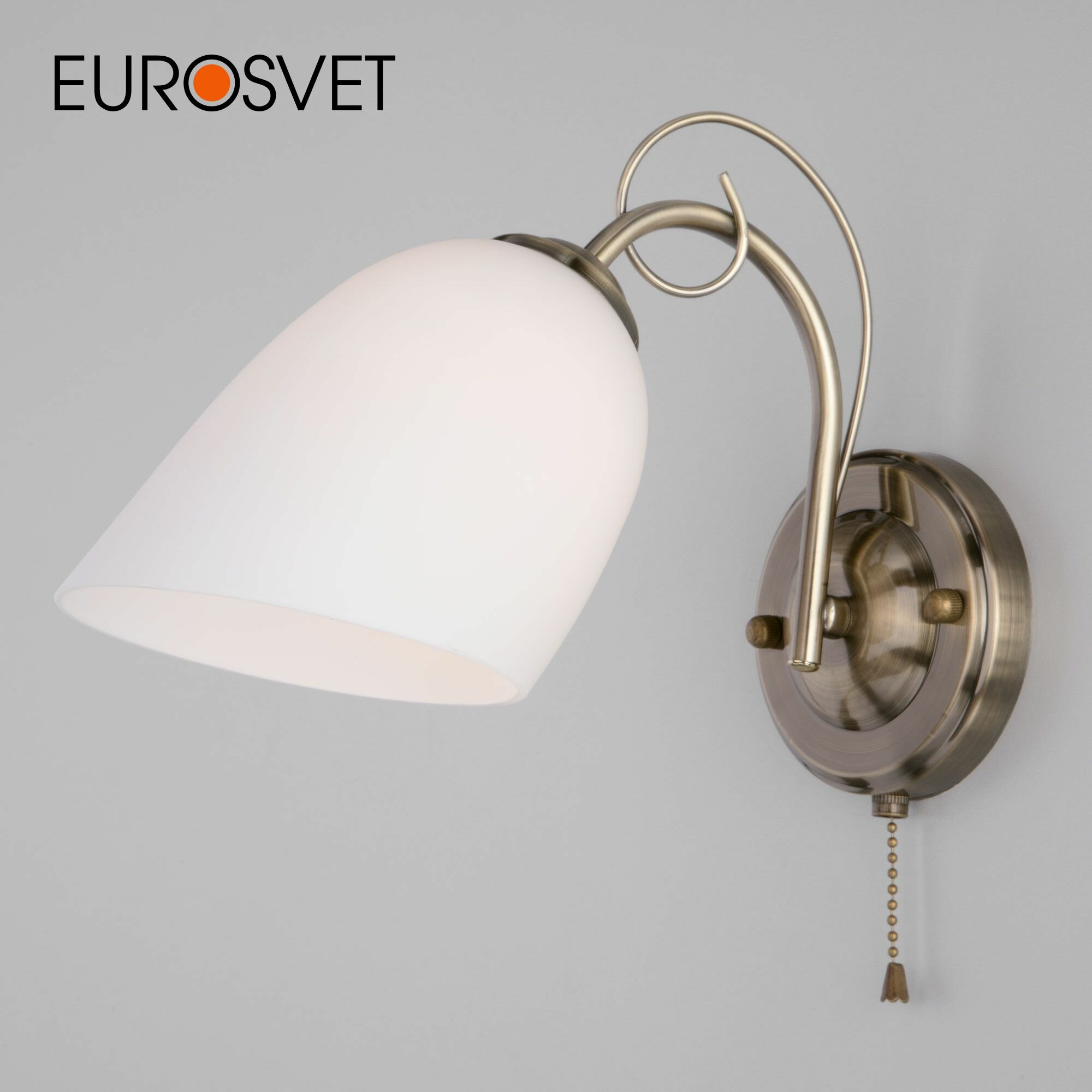 Бра / Настенный светильник с плафоном Eurosvet Stefanie 30107/1 античная бронза