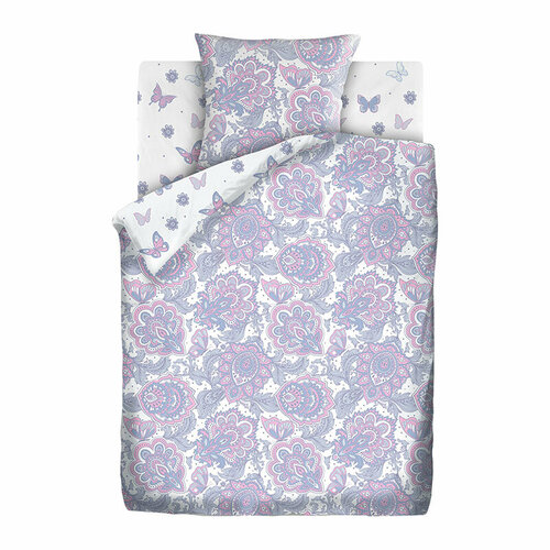 Комплект постельного белья 1,5 спальный из бязи с одной наволочкой 4YOU Лиловый пейсли 13114-1/13115-1