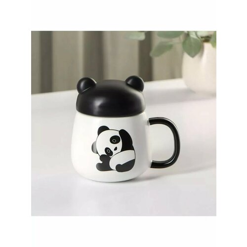 Кружка с пластиковой крышкой Панда 400мл 13х10х13см 1037₽