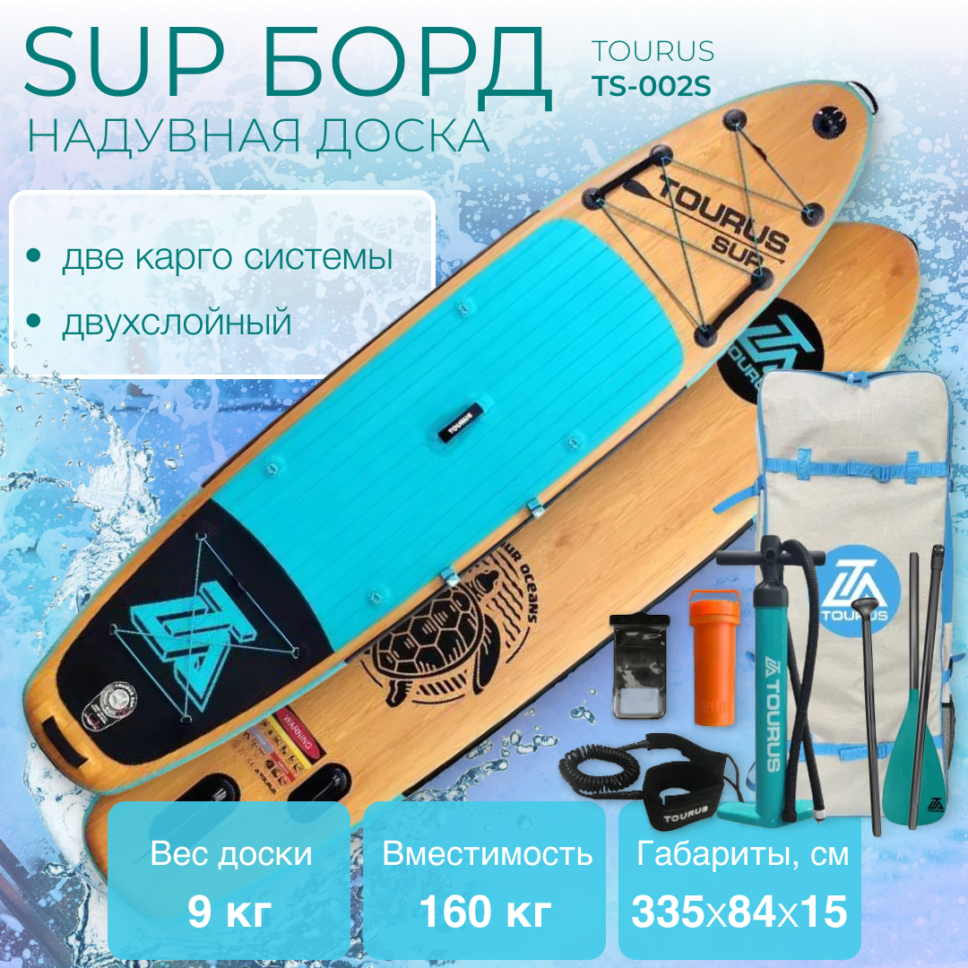 Сапборд Tourus Supboard 335x84x15cm Blue and Wood, TS-002S
