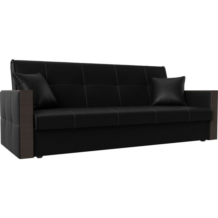 фото Прямой диван АртМебель Валенсия экокожа черный книжка