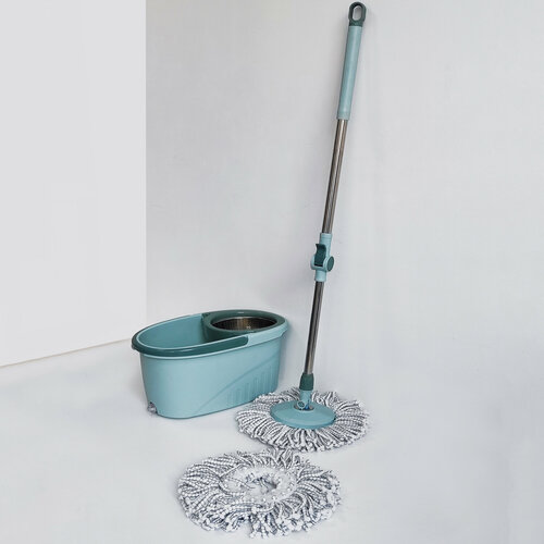 Набор ведро пластиковое с отжимом швабра металл 2 насадки Baizheng 2657₽