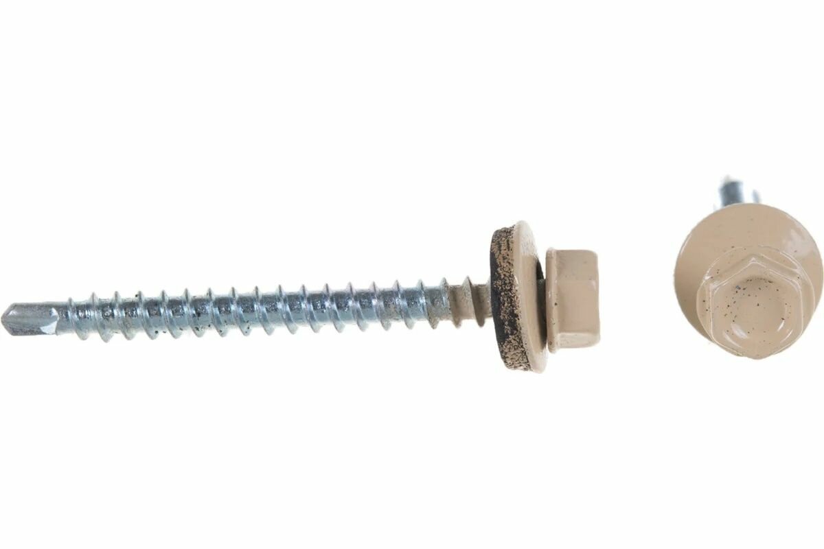 фото Саморез для крепления металлических кровельных листов к деревянной обрешетке закрути-забей 4,8х51 мм, RAL 1015 (слоновая кость), 75 шт.