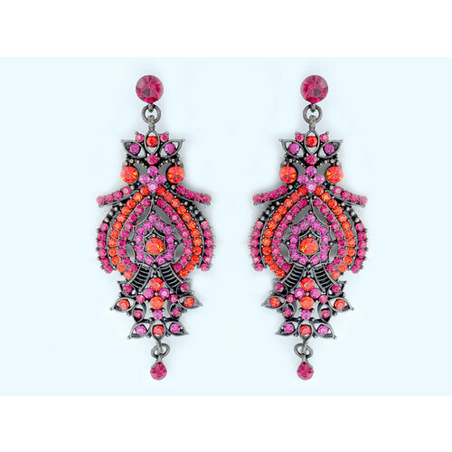 Серьги с подвесками Эстет кристаллы Swarovski кристалл розовый 1800₽
