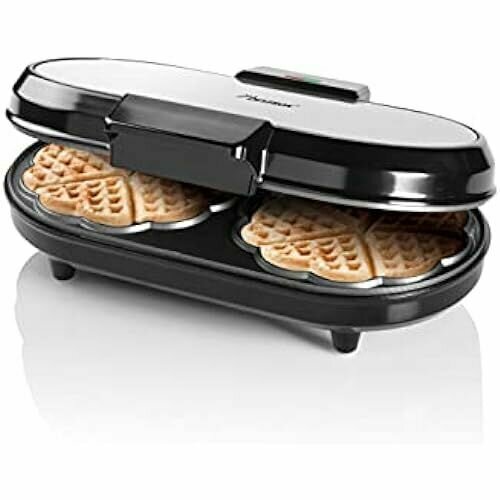 Двойная вафельница Bestron для классических вафель-сердечек вафельница с подсветкой и антипригарным покрытием 1200 Вт цвет серебристый 1337200₽