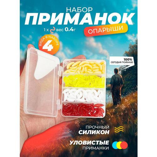 Силиконовые приманки для рыбалки опарыши 100 шт, 4 вида , на амура, карася