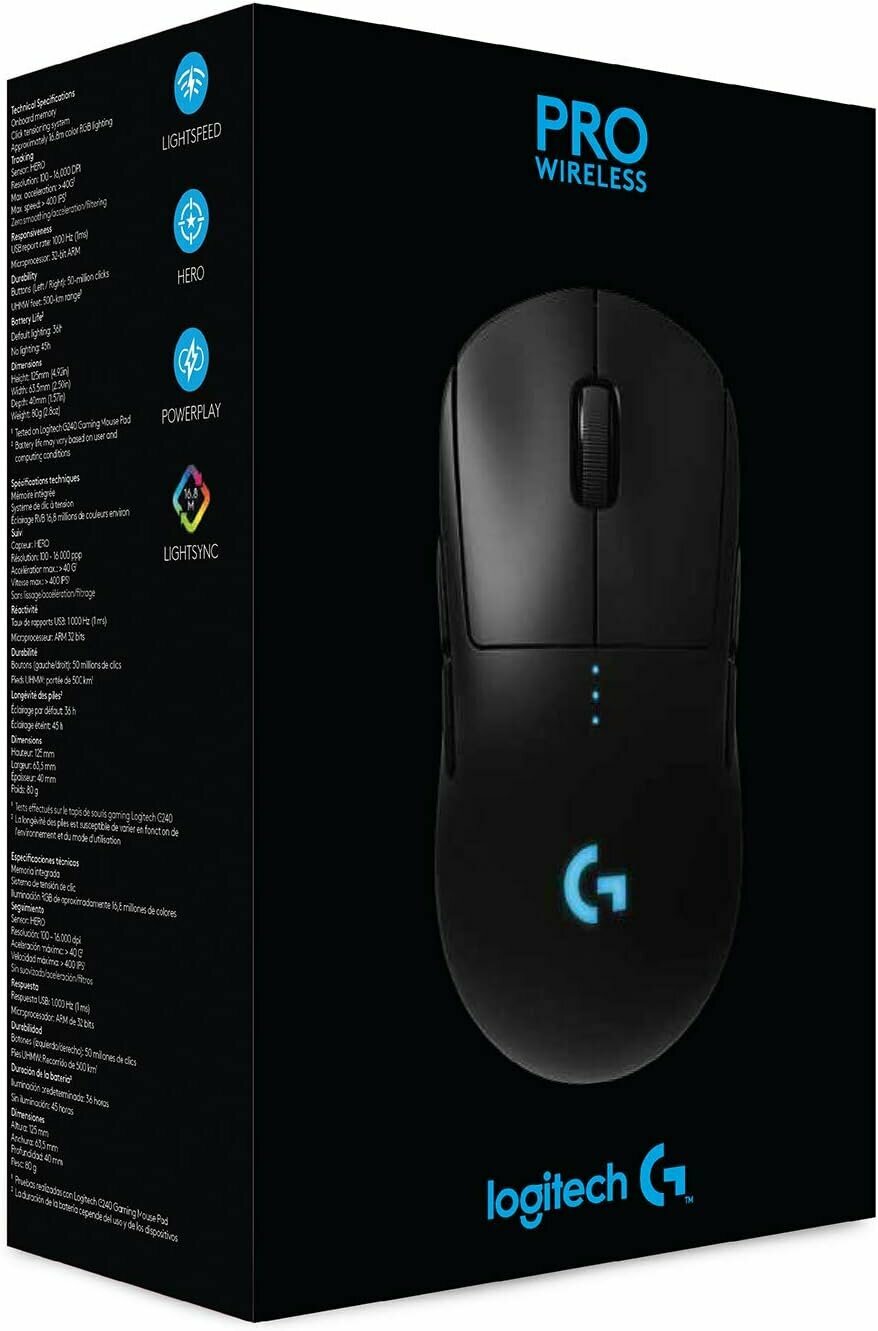 Мышь беспроводная/проводная Logitech G PRO Wireless 910-005272 черный — фото 1