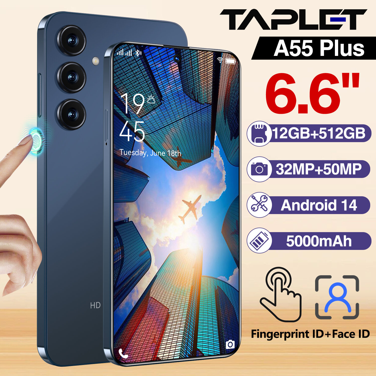 Смартфон A55 Plus, Blue