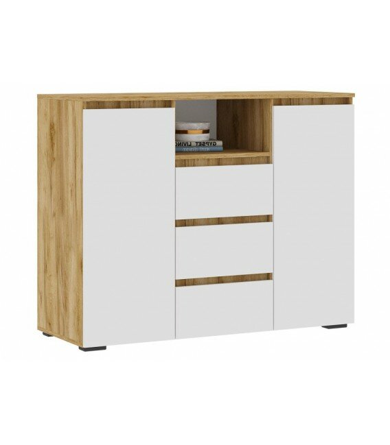 фото Комод Элла КМ 01 белый / дуб крафт золото