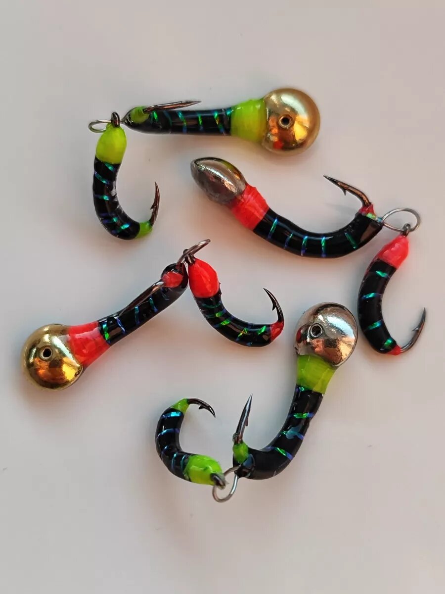 Мормышка безнасадочная Тандем-мотыль хамелеон 4 шт.