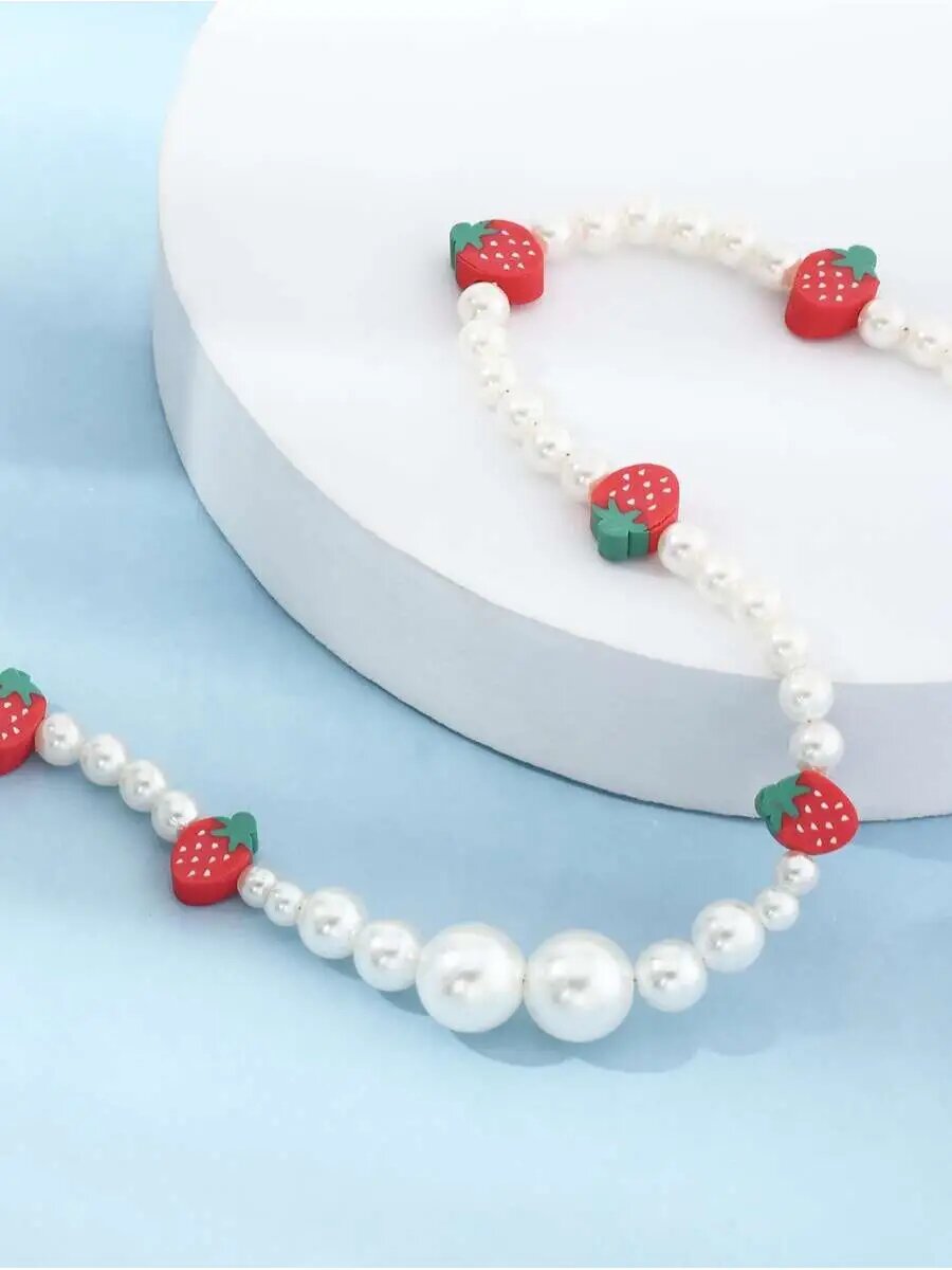 Чокер, красный, бежевый — фото 1