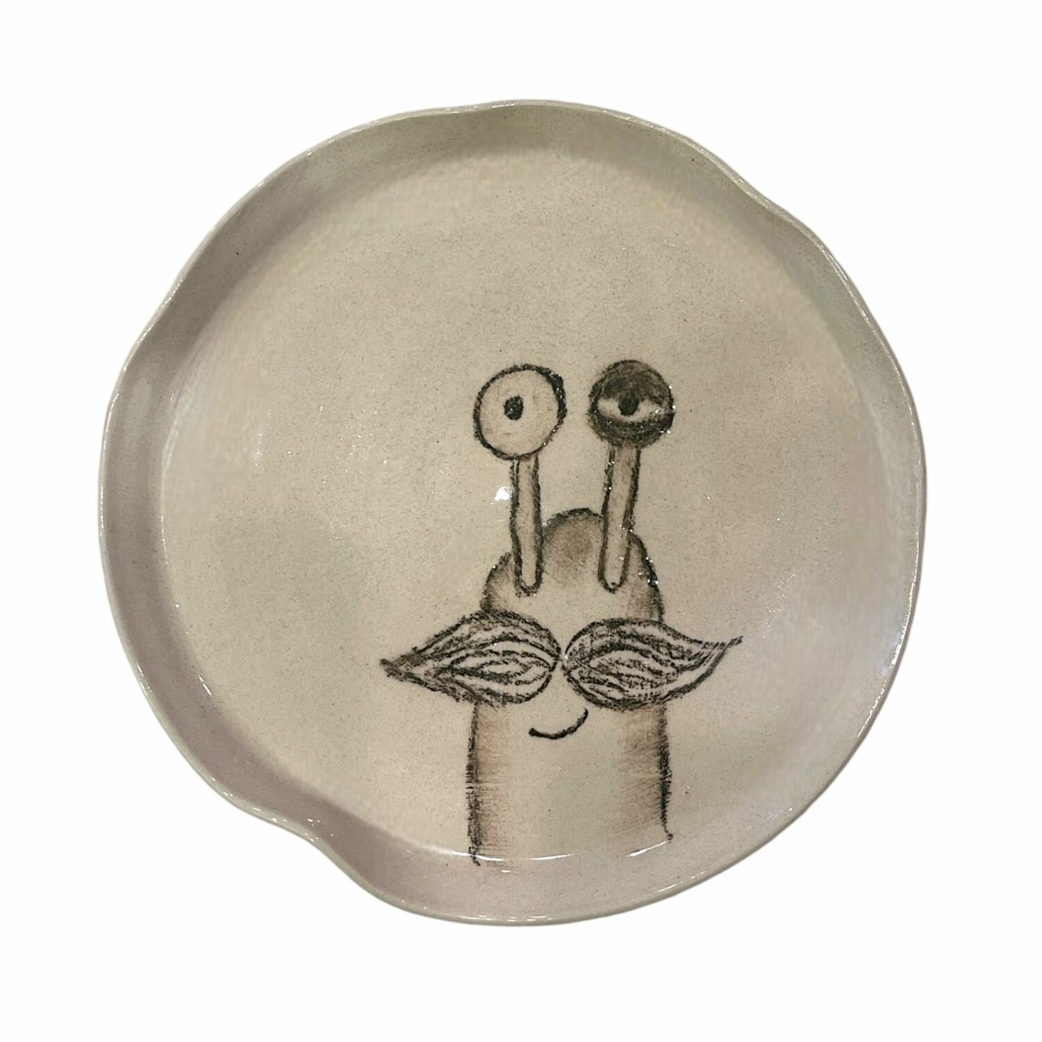 Тарелка ручной работы «Улитка с усами», керамика, 15 см