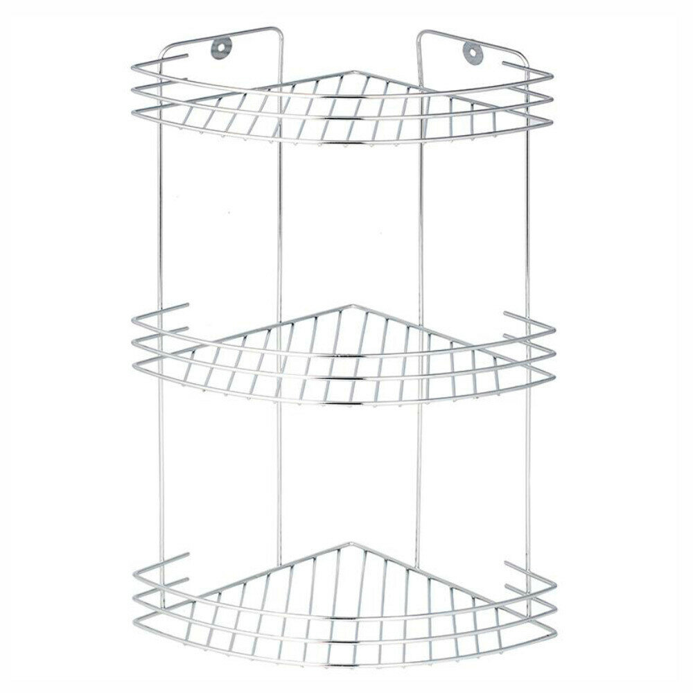 Полка для ванной Delphinium угловая трехъярусная 190х260х400 мм металл хром (101025)
