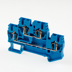 AKK1.5-BL двухуровневая клемма 1.5 mm2 проходная безвинтовая Dinkle цвет синий.
