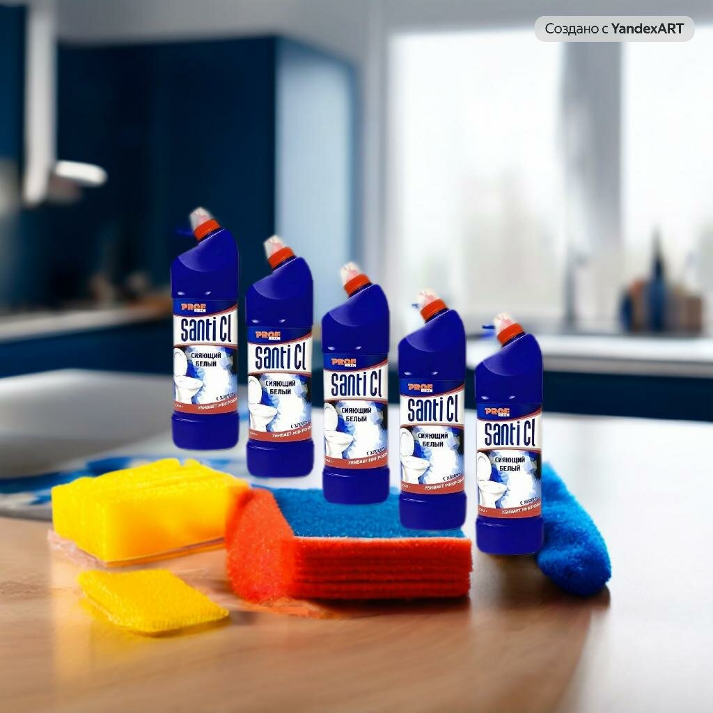Чистящий гель Santi Cl, для унитаза, без отдушки, универсальный, 1л, 5шт