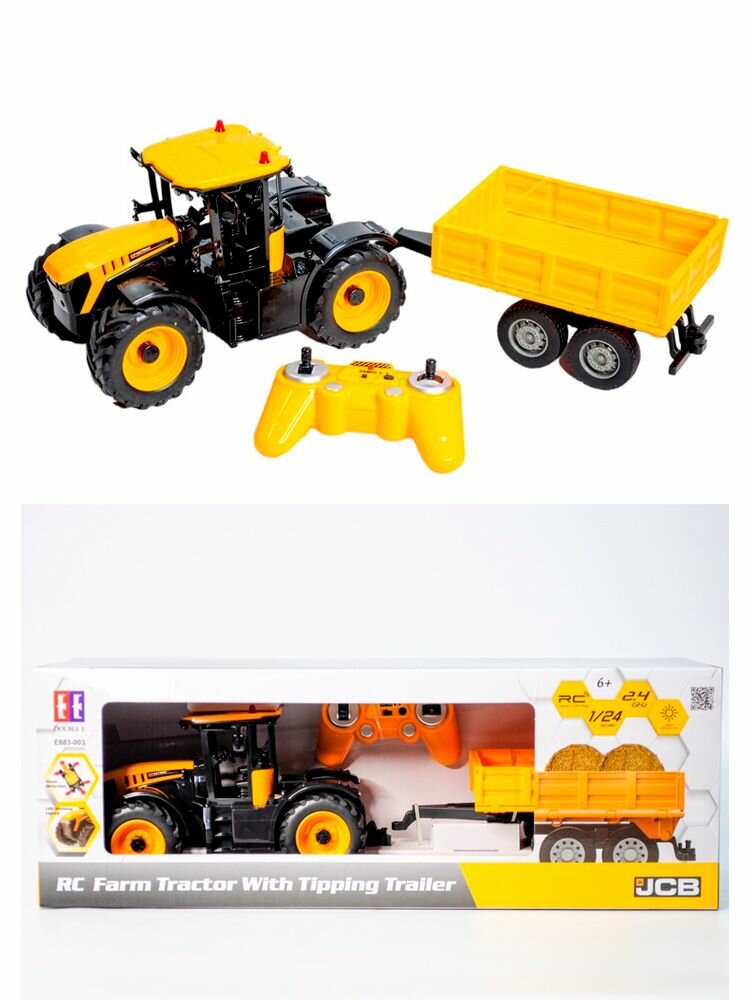 Радиоуправляемый фермерский трактор с прицепом Double Eagle JCB Fastrac 4220 1/24 2.4G RTR - E683-003