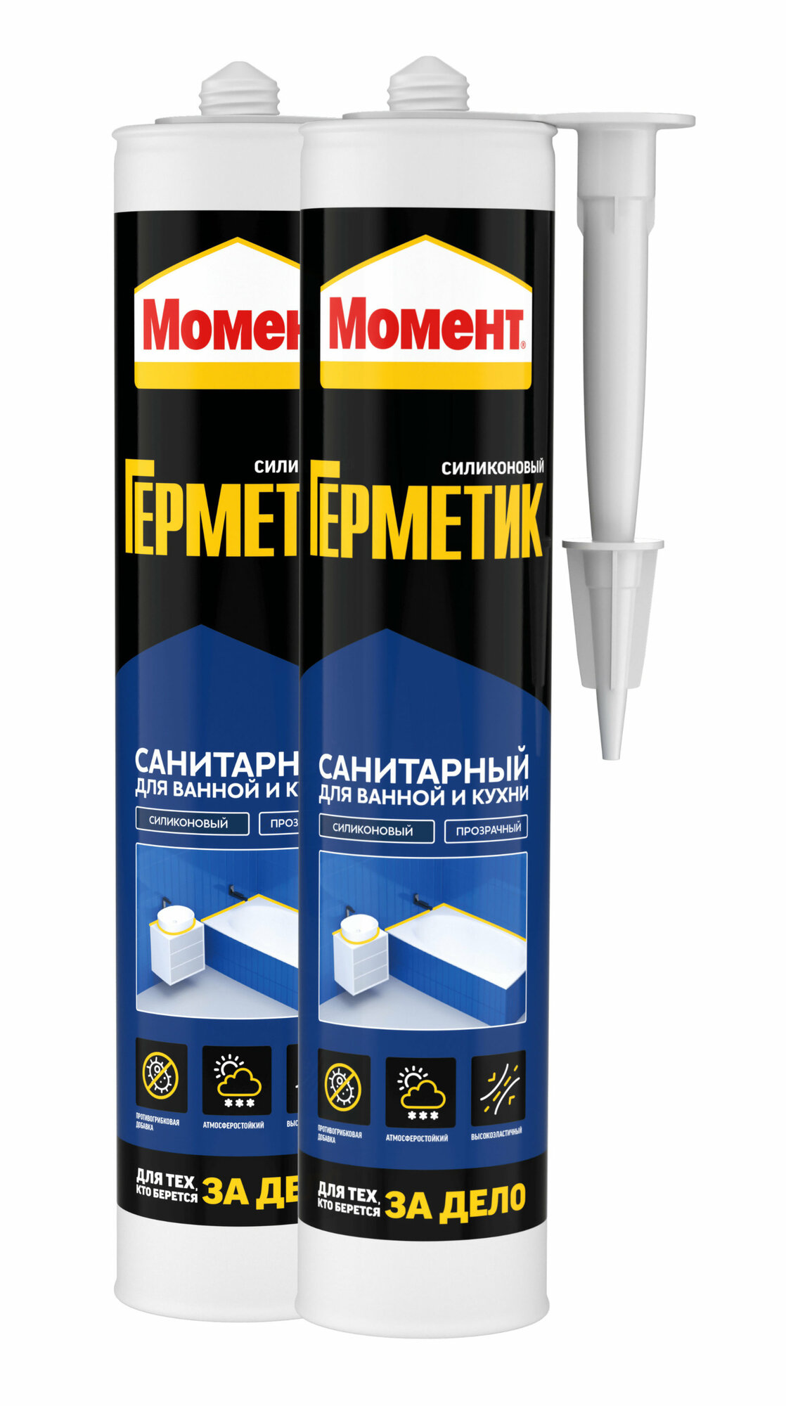 Герметик 2 штуки Момент Силиконовый Санитарный прозрачный 280мл