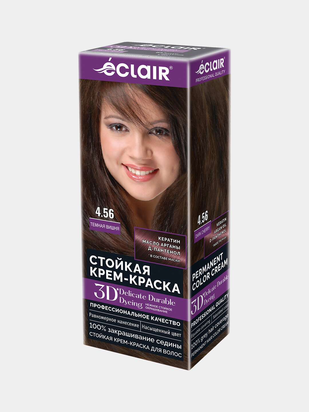 Крем-краска Eclair 3D "Темная вишня", 100 мл, окрашивание седины