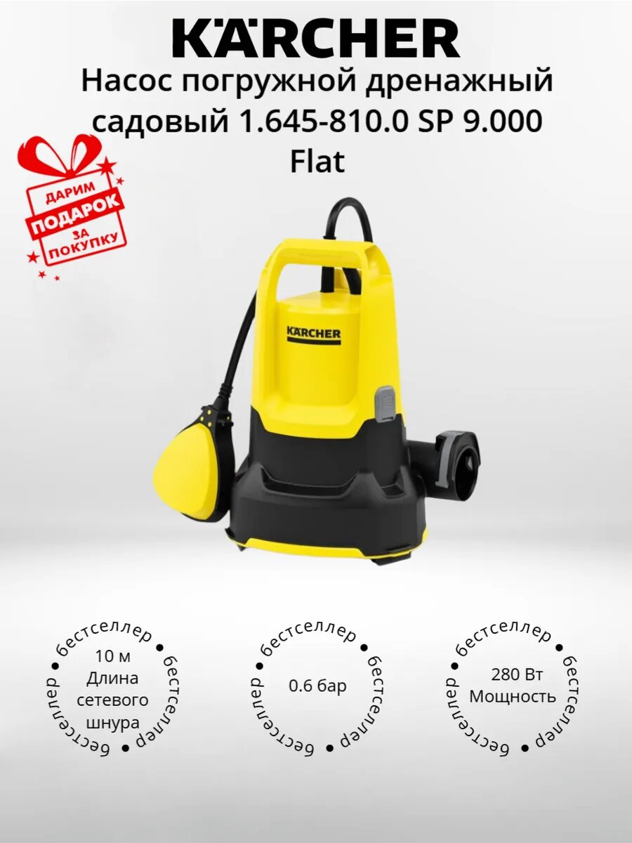 Насос погружной садовый Karcher 1.645-810.0 SP 9.000 Flat (+подарок)