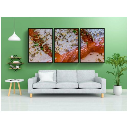 фото Набор модулных постеров для интерьера "лосось, сырой, специи" 60x90 см. в тубусе, без рамки lotsprints